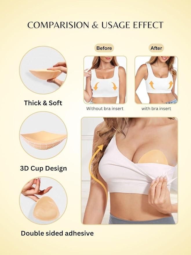 Sticky Bra Inserts - Instant Lift Bra Pads Inserts Reusable Breast Pads