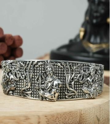 Men's Oxidised Silver Mahakal Bracelet